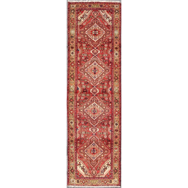 Red Antique Persian Malayer Runner With Medallion Design in Red & Khaki For Sale - Image 8 of 8