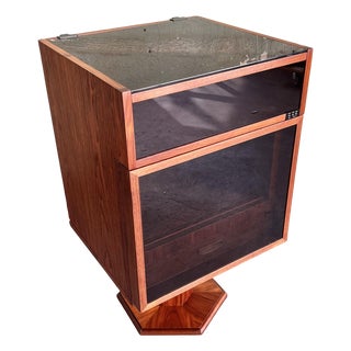 Vintage 1980s MCM Custom Walnut Stereo/Turntable Cabinet on Swivel Base For Sale