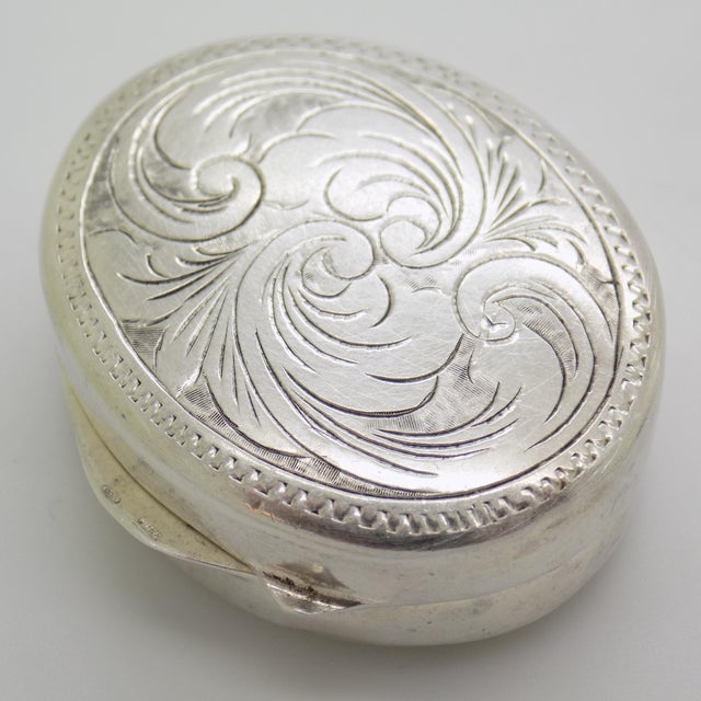 Vintage Italian Handmade Silver Chiseled Oval Box, 1970s For Sale - Image 4 of 11