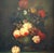 a gorgeous antique painting inspires still life , beautiful colorful flowers in jardiniere. adorns in striking ornate...