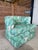 Textile Vintage Coastal Regency Palm Leaf Swivel Barrel Tub Side Chair For Sale - Image 7 of 12