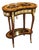 Romantic French Louis XV Floral Marquetry Side Table With Gold Leaf & Bronze Ormolu Accents For Sale
