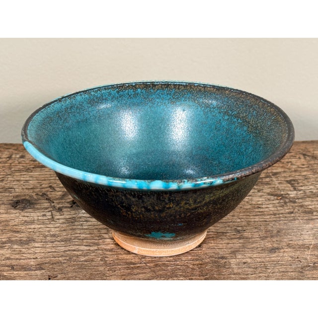 Studio Pottery Turquoise Glazed Stoneware Bowl Signed O’Malley For Sale - Image 4 of 8