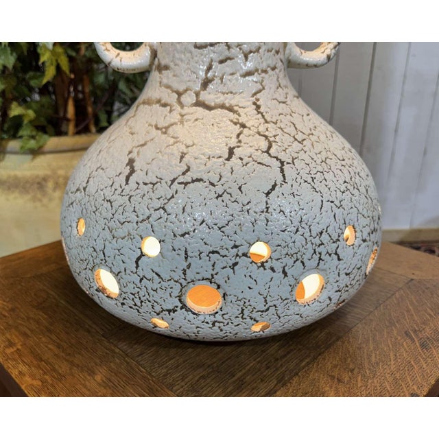 White Ceramic Lamp with Lampshade, 1970s For Sale - Image 10 of 17