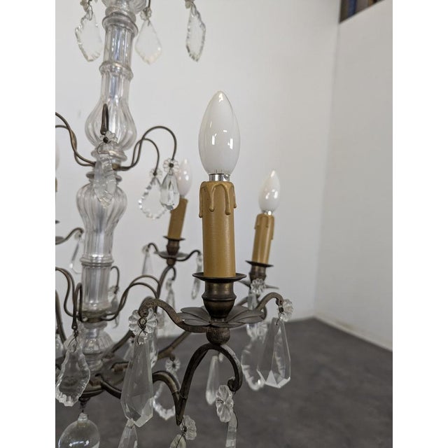 Vintage Crystal 6-Light Chandelier For Sale - Image 6 of 8