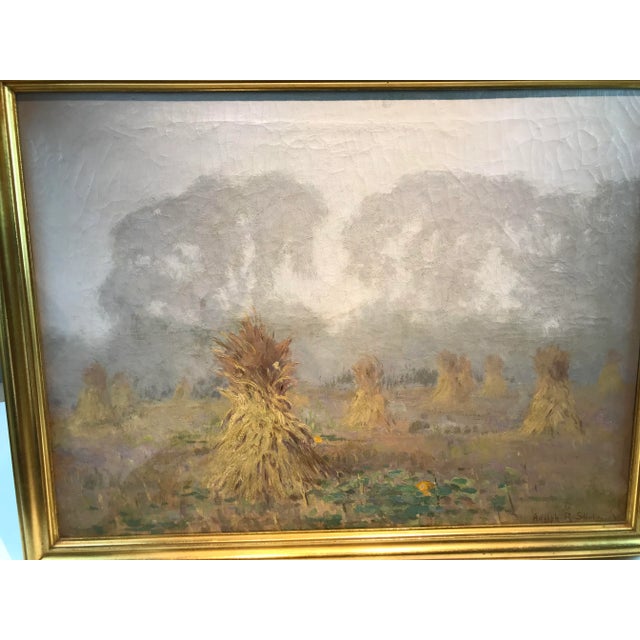 1920s Vintage Framed Adolf Shulz Autumn Fog Oil Painting For Sale - Image 4 of 12