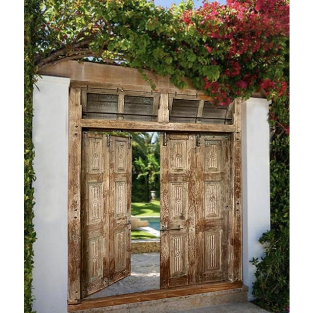This antique doors, vintage colonial plantation style four door set with frame captures the elegance of old world...