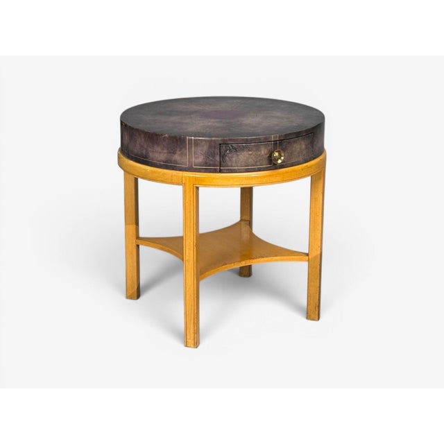 1930s Tommi Parzinger, Nightstands, Bleached Mahogany, Leather, Usa, 1930s For Sale - Image 5 of 14