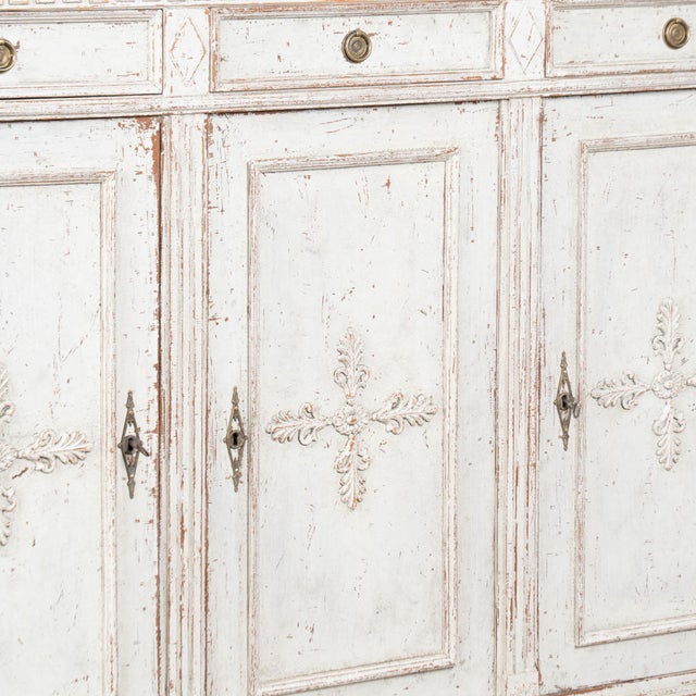 19th Century Swedish White Painted Gustavian Tall Sideboard For Sale - Image 12 of 18
