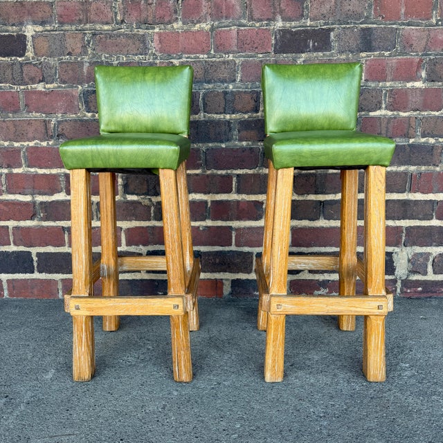 Pair of ranch oak Counter stools