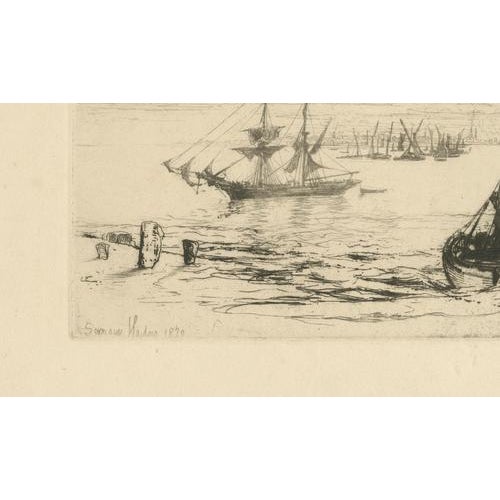 Late 19th Century Haden, A Brig at Anchor Thames, 1870, Print For Sale - Image 5 of 10