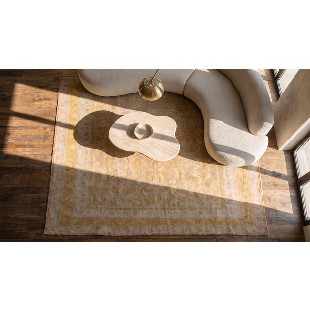 Textile 1930s Orange Peach Geometric Herati Antique Indian Cotton Agra Rug 4'7" X 7'2" Handknotted Wool Carpet For Sale - Image 7 of 9
