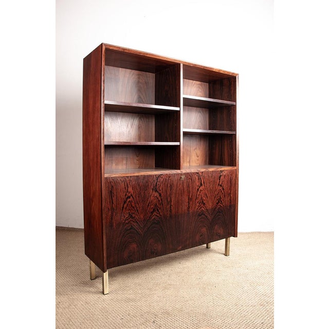 Vintage Danish Bookcase in Rosewood and Brass by Erik Brouer for Brouers Mobelfabrik, 1960 For Sale - Image 13 of 16