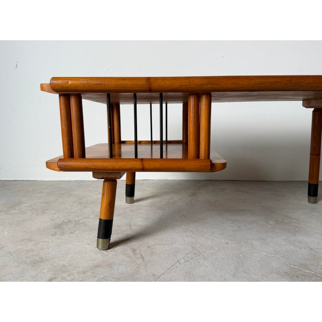 1970s Vintage Mid-Century Modern Two-Tier Wood Coffee Table With Magazine Rack For Sale - Image 12 of 15