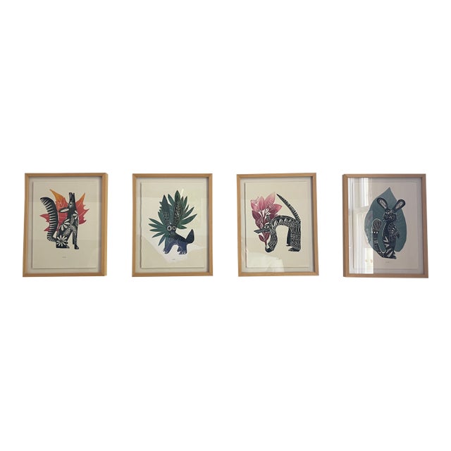 Saskia Onvlee Signed Linocuts, Set of 4, Framed - Todos Santos, 2017 For Sale