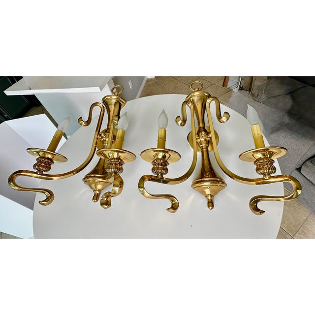 1960s French Brass Double Arm Wall Sconce - a Pair For Sale - Image 17 of 17