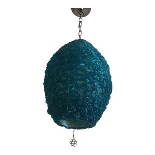 Mid-Century Turquoise Spaghetti Light Fixture For Sale