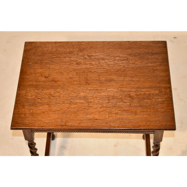 Wood Edwardian English Oak Side Table, Circa 1900 For Sale - Image 7 of 7