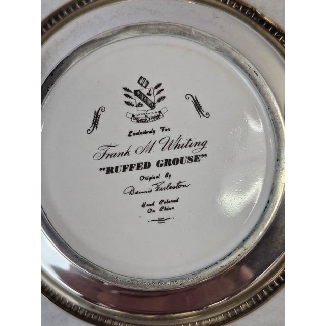 1950s Frank Whiting Sterling Silver and Porcelain Game Bird Coasters by Dennis Puleston - Set of Six For Sale - Image 11 of 14