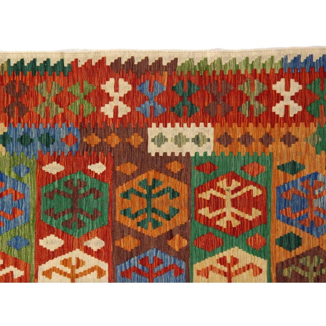 Afghan Kilim Handspun Wool Rug - 6′6″ × 9′11″ For Sale - Image 4 of 7
