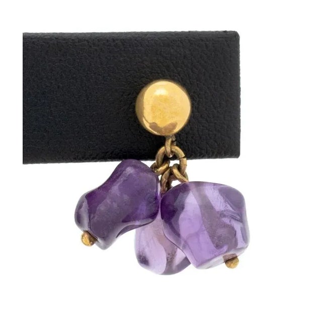 Late 20th Century Amethyst Drop Earrings & Blue Spinel Stud Earrings For Sale - Image 5 of 7
