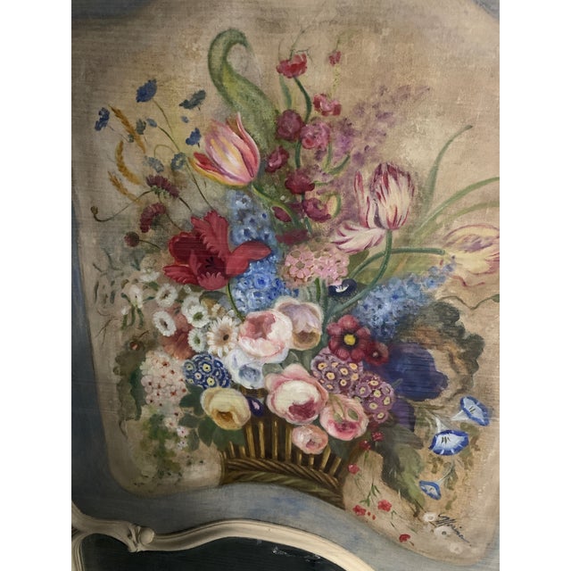 Off-white Antique Trumeau With a Floral Painting For Sale - Image 8 of 9