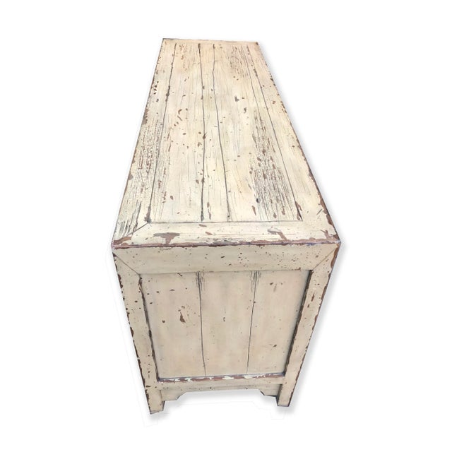 Asian Ming Style Distressed Yellow Buffet For Sale - Image 9 of 11