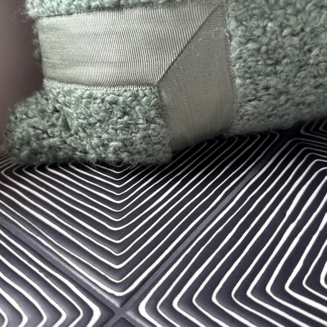 2020s Pair of Holly Hunt Mint Boucle Pillows 20” For Sale - Image 5 of 7