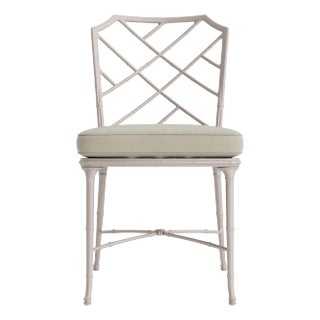 Brown Jordan Calcutta Side Chair, Dove frame with Fusion Meadow fabric For Sale