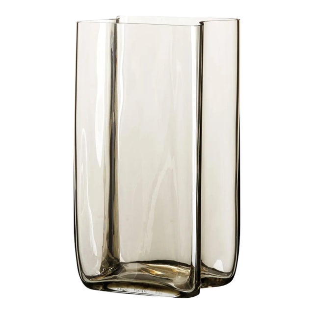 Bosco Carlo Moretti Contemporary Mouth Blown Murano Glass Vase in Clear Beige For Sale