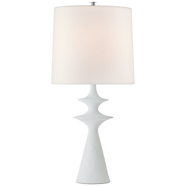 Modern AERIN for Visual Comfort Signature Lakmos Large Table Lamp in Plaster White with Linen Shade For Sale - Image 3 of 5