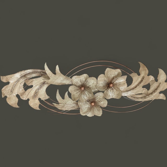 1990s Metallic Floral Metal Wall Sculpture by C. Jere Signed For Sale - Image 9 of 9