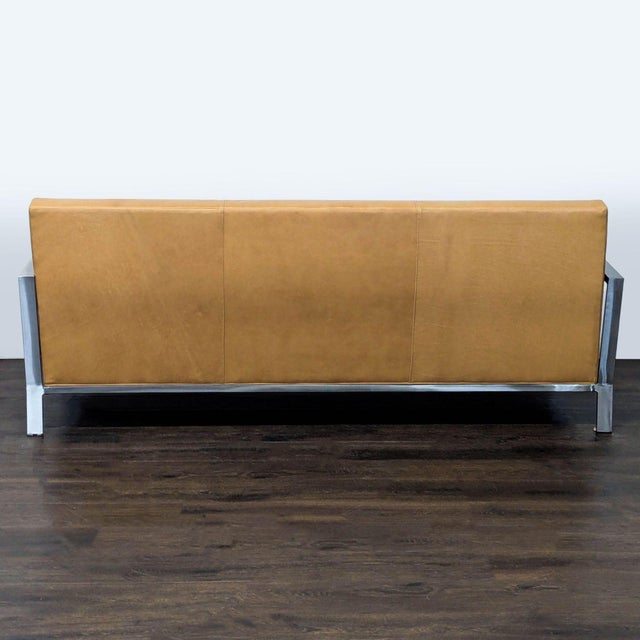 2010s Room & Board Zinc Modern 3-Seat Camel Leather Sofa With Metal Frame For Sale - Image 5 of 10