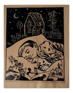 Linocut from Lubomir Kellenberger, Slovakia, 1959