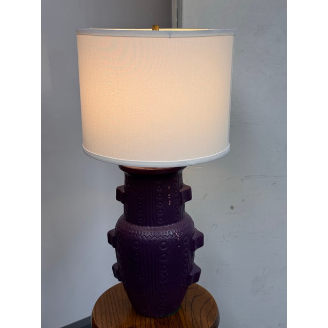 Vintage Purple Ceramic Table Lamp For Sale - Image 11 of 12