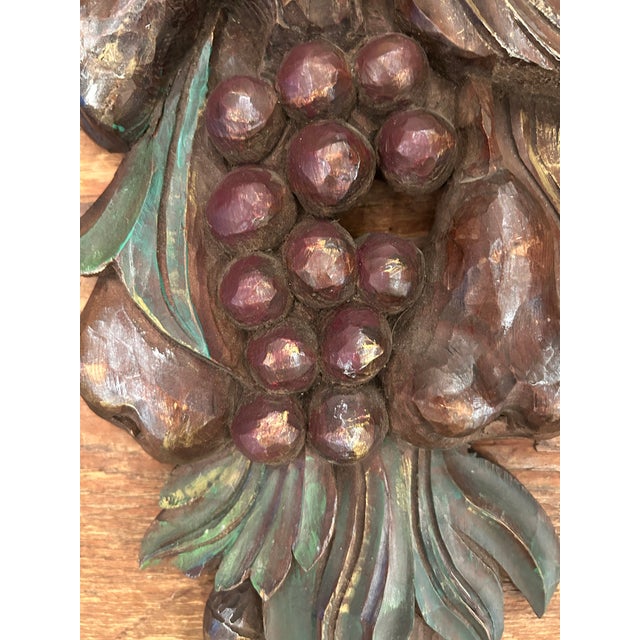 Hand Carved Wooden Vintage Wall Swags Art Sculpture -a Pair For Sale In Philadelphia - Image 6 of 10