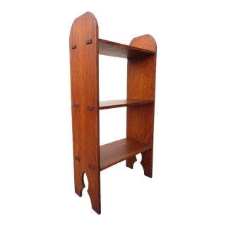 Antique Arts & Crafts Mission Oak Standing Book Shelf For Sale