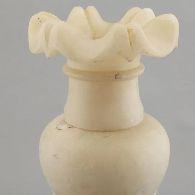 French Scalloped Top All Alabaster Lamp For Sale - Image 3 of 4