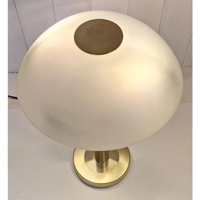 2000 - 2009 Vintage Table Lamp with Brass-Colored Metal Frame and Frosted Glass Shade from Wofi Leuchten, 2000s For Sale - Image 5 of 8