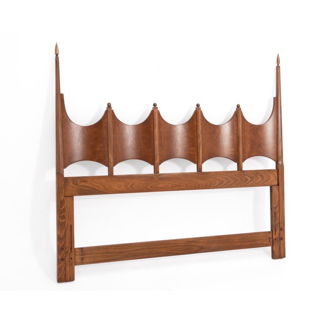 Mid-Century Modern Thomasville Arched Queen Headboard Mid Century For Sale - Image 3 of 12