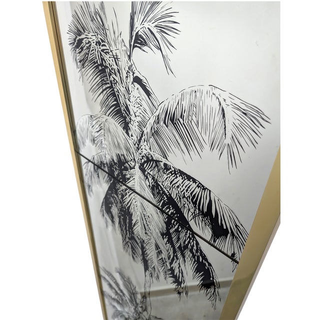 Vertical Mirror with Brass Frame, 1970s For Sale - Image 4 of 6