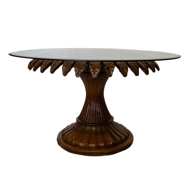 Daisy Table with Glass Top and Central Table with Carved Leaves, Italy, 1960 For Sale