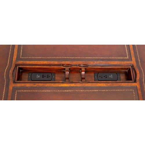1990s Theodore Alexander English Style Mahogany Leather Top Partners Desk For Sale - Image 5 of 11