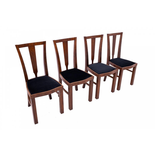 Art Deco Round Table with Four Chairs, Poland, 1940s, Set of 5 For Sale - Image 4 of 18