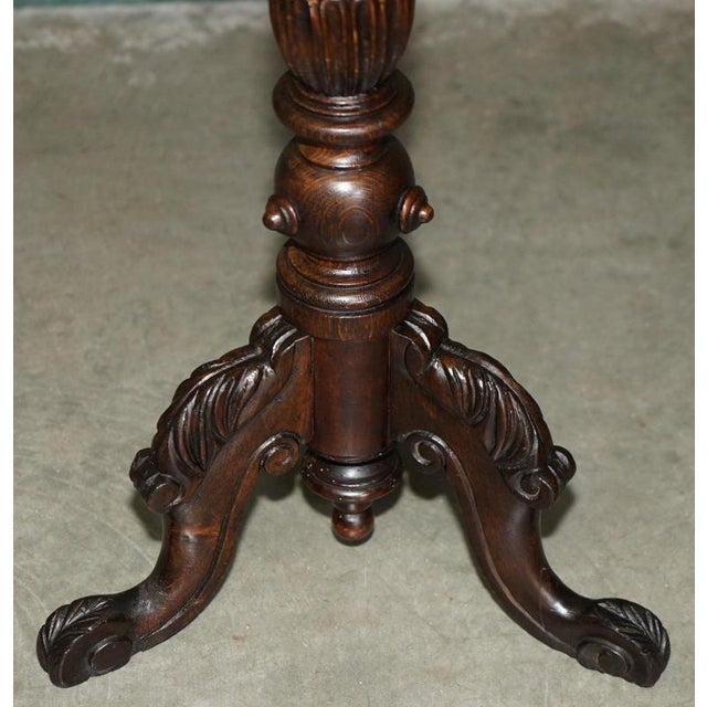 Brown Antique Victorian Hand Carved Chess Table with Ornately Fluted Base For Sale - Image 8 of 12