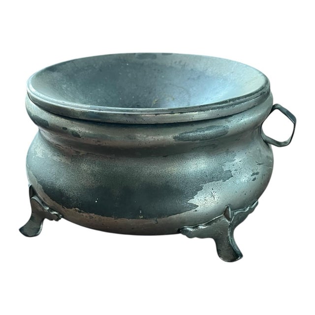 Farmhouse Antique Pewter Spittoon Funnel Lid 7” Saloon Tobacco Cuspidor For Sale - Image 3 of 11