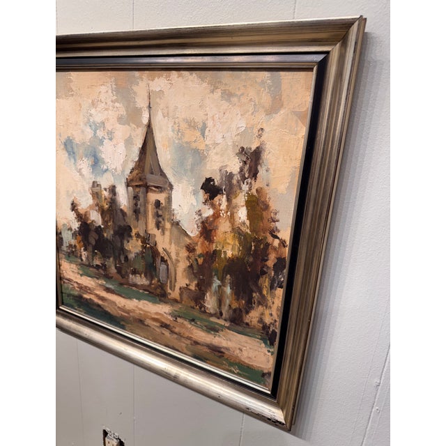 Edmond De Meulenaere (1884-1963) - Framed Oil - "Small Chapel at Grimberghe" This atmospheric oil painting by Belgian...