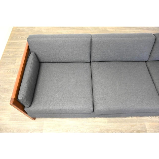 Mid Century Teak Grey Sofa For Sale In Boston - Image 6 of 10