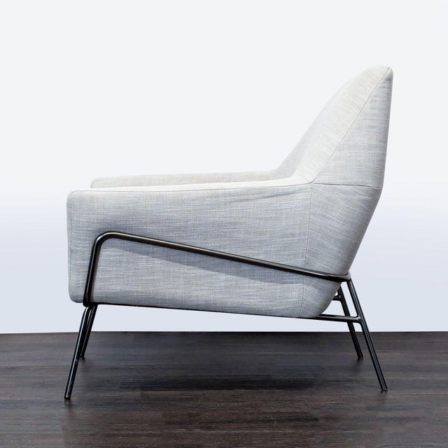 West Elm West Elm Lucas Modern Lounge Chair in Light Gray Upholstery For Sale - Image 4 of 9