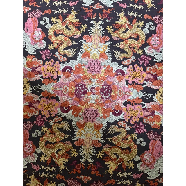 Textile Schumacher 178053 Magic Mountain Dragon Aubergine Linen Blend Fabric 3 Yards For Sale - Image 7 of 7